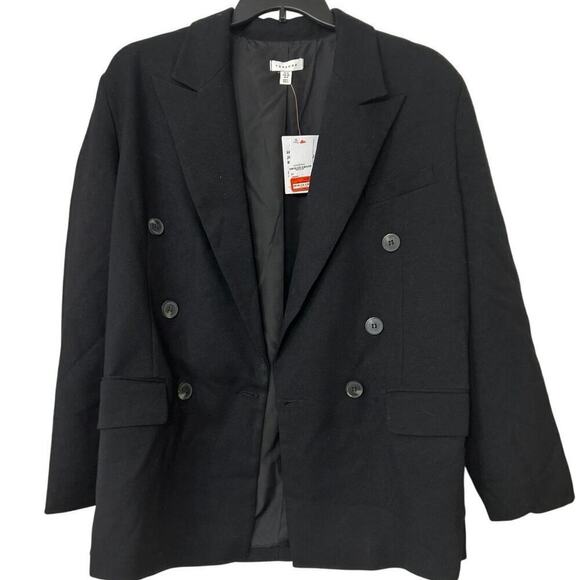 TOPSHOP NWT Black Double Breasted Relaxed Fit Blazer Size 8 - Picture 4 of 9